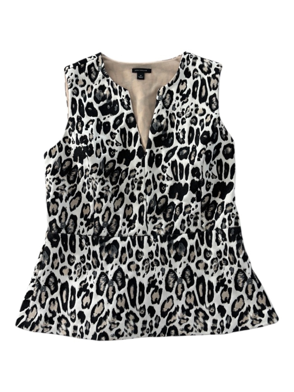 Ann Taylor Peplum Top - Animal Print Size 0